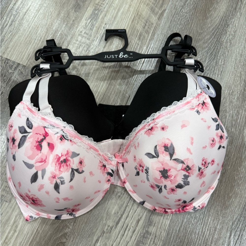 Just Be Floral Pink and Black Bra